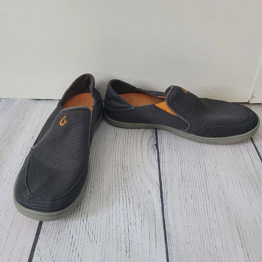 OluKai Size 8	Nohea Mesh Men's Slip On Sneakers Lightweight Breathable‎ Gray